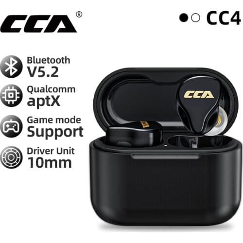CCA CC4 Wireless Headphones Hybrid Technology Bluetooth-Compatible 5.2 In Ear Earplugs Earphones With Microphone Game Headset
