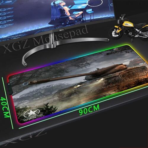 XGZ Custom Large RGB Gaming Mouse Pad Black Lock-edge Anime Movie Tank World Computer Desk Mat Speed Rubber Non-slip Xxl