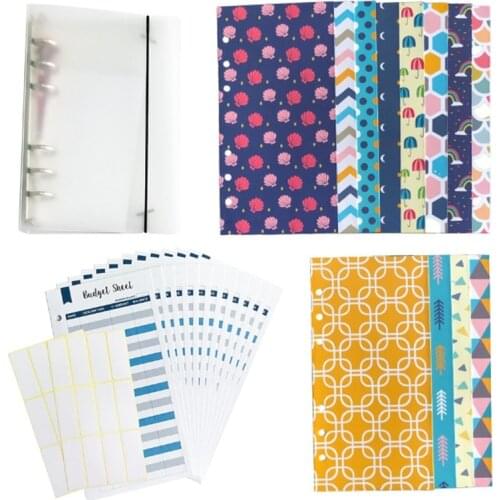 Budget Envelope Set, Creative 6-Hole Loose-Leaf Magnetic Opening Cash Envelope with Budget Sheet and Labels
