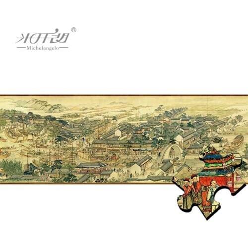 Michelangelo Wooden Jigsaw Puzzle 1200 Piece Suzhous Golden Age Scholar Educational Toy Collectibles Chinese Painting Art Decor