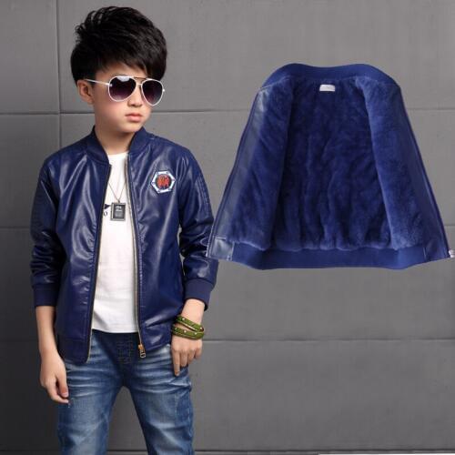 Childrens Boys Winter Jacket 2018 New Fashion Winter Clothes Fur Coat Baby Thicken Velvet Leather Jacket Toddler Boy Jackets