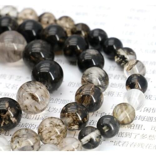 Hot 8-12mm black multicolor watermelon tourmaline round loose beads 15inches 2pc/lot DIY Size optional women fashion jewelry