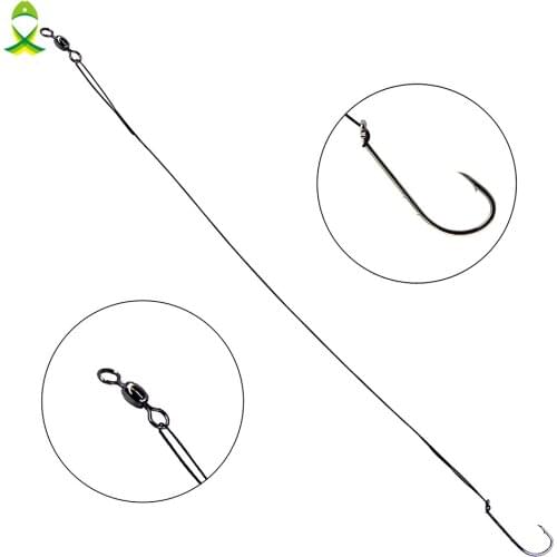 JSM 18 pcs/lot fishing Steel wire leader with Hook anti bite Wire Leading line with fishing Swivels