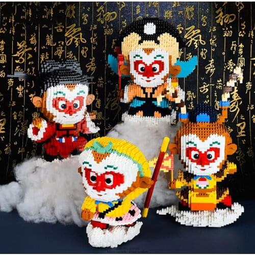 Cartoon Chinese Mythology figure monkey king micro diamond block toy nanobrick Great Sage Equaling Heaven Sun WuKong build brick