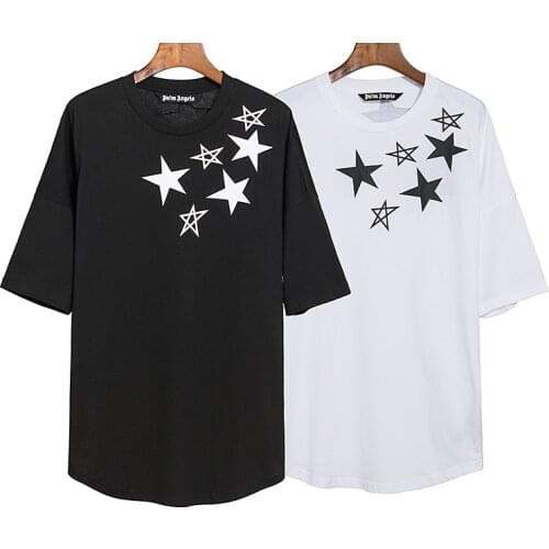 Palm Angel 2021 letters print New Unisex Star Pattern Round Neck Casual Short Sleeve T-Shirt Men Fashion T-Shirt