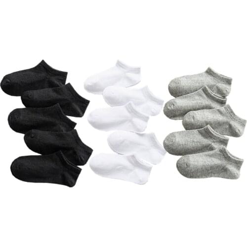 5 Pairs Baby Socks Boys Girls Black White Gray Socks Cotton Soft Newborn Babies Loose Comfortable Sock Kids School Sport Clothes