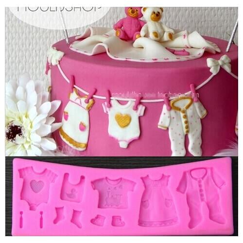 Wholesale Silicone mold K187 Mini baby clothes dress Shape Decoration Fondant cake mold Baking Mold