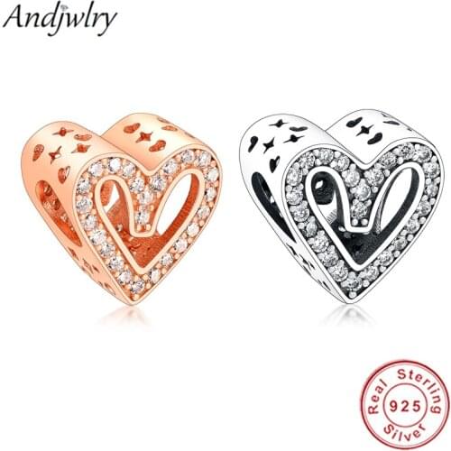 Fit Original Pandora Charms Bracelet 925 Sterling Silver Beads Sparkling Freehand Heart Charm Beads DIY Jewelry Berloque