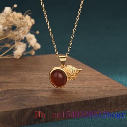 Green Jade Gourd Pendant Charm 925 Silver Jewelry Women Zircon Necklace Gifts Amulet Natural Chinese Chalcedony Crystal