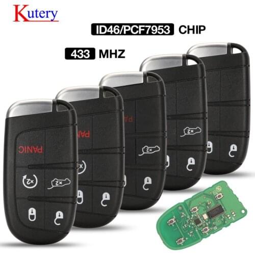 Kutery 2/3/4/5 Buttons ID46/PCf7953 Remote Control Car Key Fob For Jeep Grand Cherokee Frequency 433Mhz Smart Remote Key