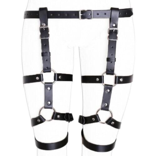 Adjustable PU Leather Leg Bondage Restraints Waist Straps Harness Chastity Belt Fetish Slave BDSM Sex Toys for Women Couples