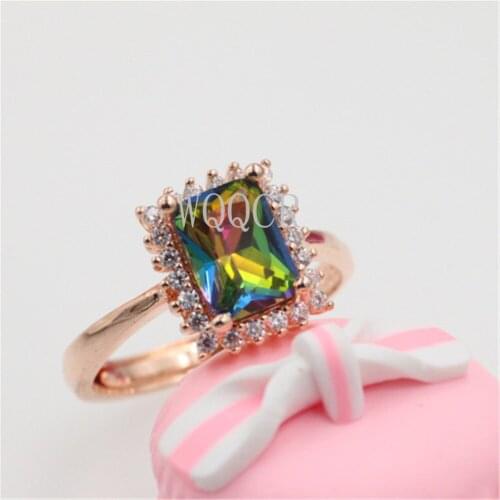 Adjustable Size Exquisite Ring Cubic Zirconia Rose Gold CZ Gem Jewelry Ladies Luxury Wedding Ring Jewlery for Women C08