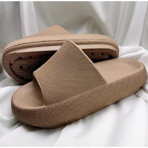 Men Beach Slippers High Heels Women Slide Sandals Shower Thick Sole Soft Couple Massage Bread Slippers Bathroom Shoes Non-Slip