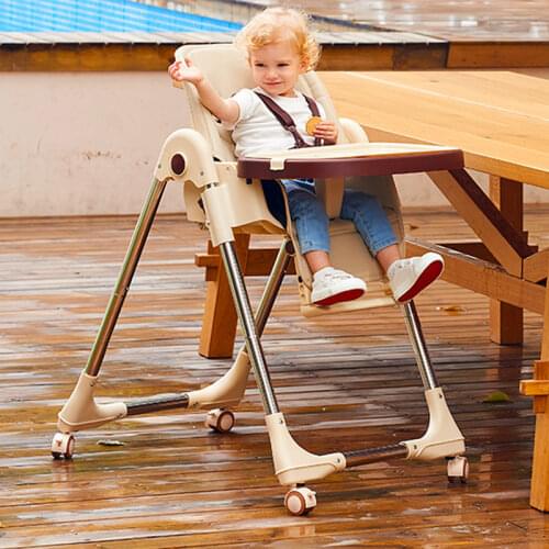 Newborn Baby Chair Upgrade With Wheels Portable Infant Seat Adjustable Folding Baby Dining Chair High Chair Baby Feeding Chairs