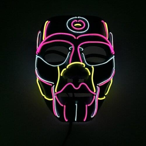 Glowing Monster LED Mask Cosplay Party Costume Accessories Luminous EL Wire Mask For Halloween Carnival