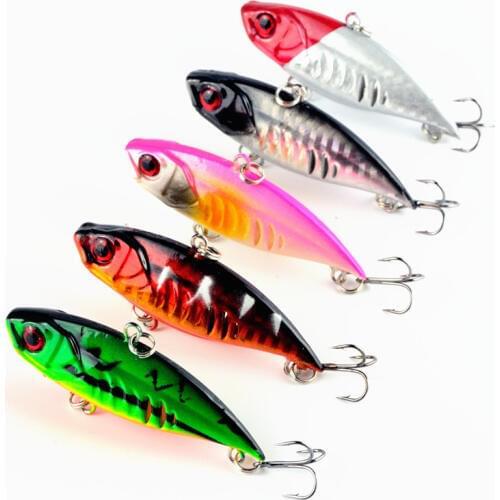 HiUmi 1PC 5Color 6.5CM 11G With 8 Hooks Plastic VIB Fishing Lure Lifelike Fly Pesca Wobbler