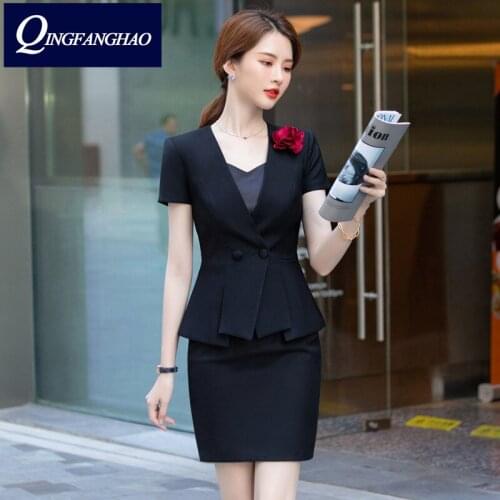 Professional womens suit 2021 summer new short sleeve fashion temperament formal jewelry store work dress 2831