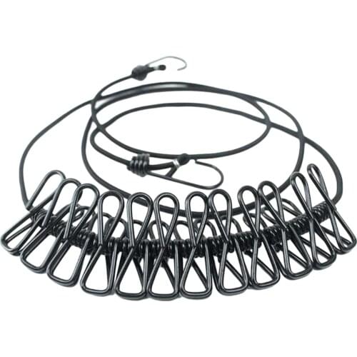 1pc Clothesline Elastic with Clips Portable Laundry Clothesline Clothes Drying Rope for Outdoor Home Travel Camping