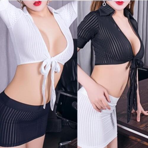 1PC Secretary Uniforms Costumes Roleplay Women Sexy Lingerie Erotic Outfits