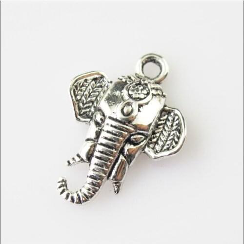 20 New Animal Elephant Head Tibetan Silver Tone Charms Pendants 15.5x22mm