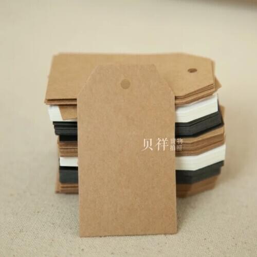 200Pcs/Lot 4*7cm Brown Black White Kraft Paper Blank Price Party Gift Hang Tag Marked Card Hand Draw Tag Table Number Card Label