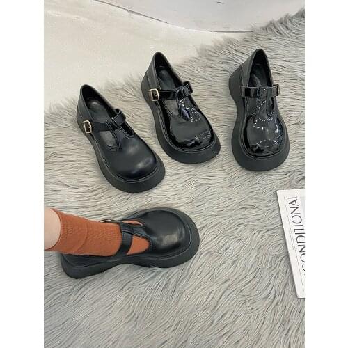 2021 spring and autumn new ladies small leather shoes British style single shoes wild thick-soled Mary Jane shoes