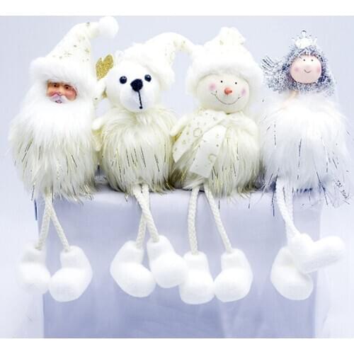2021 New Year Christmas Plush Foam Santa Claus Doll Ornaments For Home Decor Children Kids Cute White Plush Doll Gifts