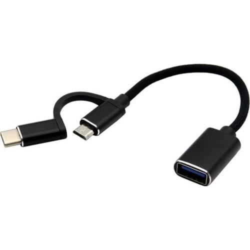 2 In 1 USB 3.0 OTG Adapter Cable for Samsung Nylon Braid Micro USB Type C Data Sync Adapter for Huawei for MacBook Type-C OTG
