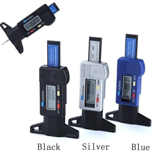 Black LCD Digital Depth Gauge Dial Tyre Tread Brake Shoe Pad Wear 0-25mm / 0-1" (Color: Black)