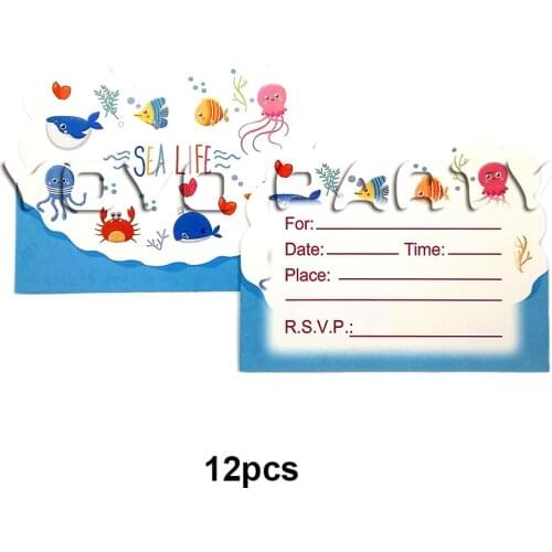 For kids children Seaworld Marine Animals theme birthday party supplies party decoration, 12pcs invitation card invitations