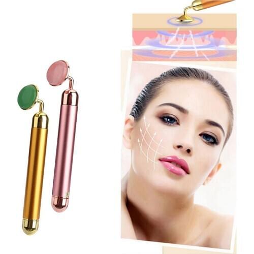 Electronic Facial Jade Roller Vibrating Massager for Face Lifting Anti Aging Beauty Bar Face Care Tools