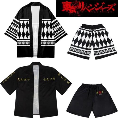 Anime Tokyo Revengers Cosplay Costume Cloak Top Summer Hanagaki Takemichi Ken Ryuguji Haori Kimono Men Short Sleeve