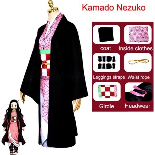 Anime Exhibition Cartoon Character Cosplay Costume Demon Slayer Kimetsu no Yaiba Tanjirou Nezuko Cosplay Kimono Wig
