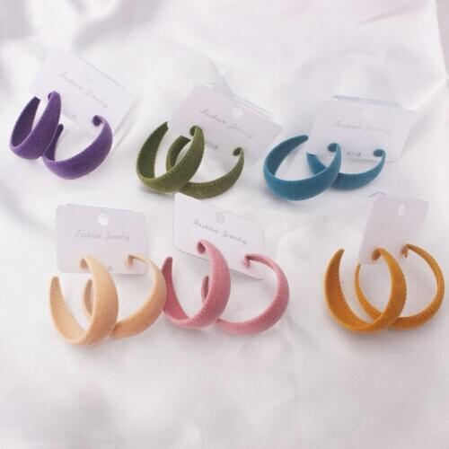 Personality Korean Stud Earrings for Women Flannelette C-Shaped Earrings Girls Party Fashion Ear Jewelry 2020 christmas gift