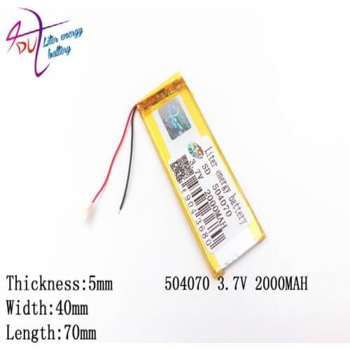 3.7V 2000mAh 504070 054070 Lithium Polymer Li-Po li ion Rechargeable Battery cells For Mp3 MP4 MP5 GPS mobile bluetooth