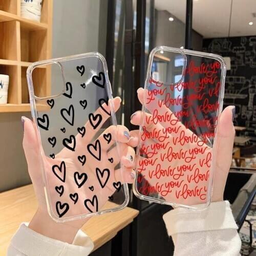 Cute Heart Love Phone Case for IPhone 11 Pro Max Cover Iphone XR 6S 7 8 Plus Soft TPU Clear Cover for IPhone SE 2020 Case