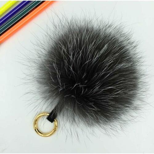 Ms.MinShu Real Fox Fur Pompoms Keychains Natural Fox Fur Ball Keychains Genuine Fox Fur Charm For Bag Pendant Bag charm