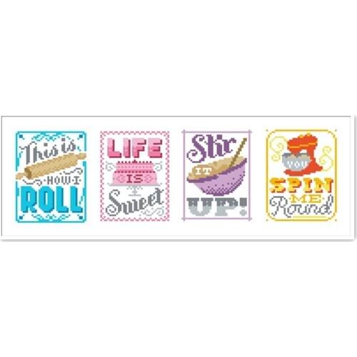 Ice cream cross stitch kit cartoon package 18ct 14ct 11ct white canvas fabric cotton thread embroidery DIY handmade needlework