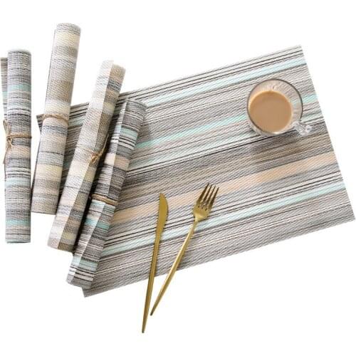 European-style Table Mat Non-slip 4/6/8/10 PVC Washable Placemat Set, Kitchen Accessories Coaster Coaster Anti-scalding