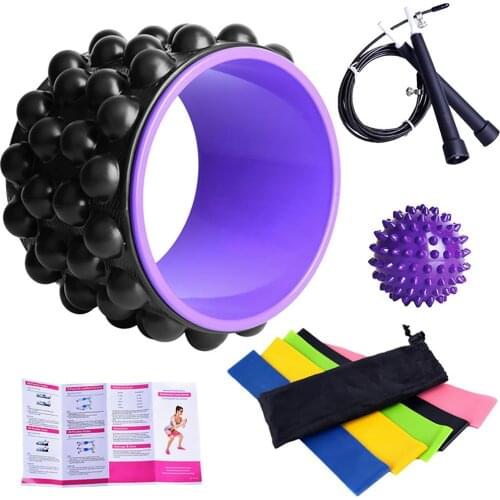 Yoga Wheel Set Fitness Pilates Ring Latex Elastic Backbend Ring Open Back Fitness Equipment Skipping Rope Gym Yoga Accessories