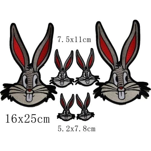 Small big rabbit patch iron on sewing sticker badge Very cute cartoon rabbit bulk cheap custom embroidery patch
