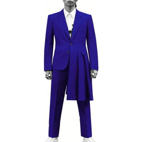 Latest Design Royal Blue Notch Lapel 2 Button Men Suits 2 Pieces Costume Homme Groom Wedding Terno Masculino Slim fit Blazer