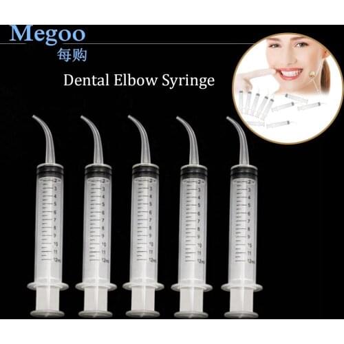 10/20Pcs Disposable Plastic Dental Elbow Irrigation Syringe Teeth Flushing Injection Impression Dental Syringe With Curved Tip