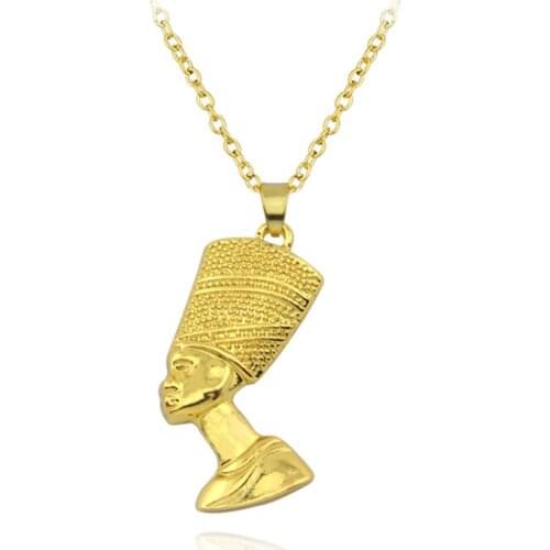 Anniyo Egyptian Queen Nefertiti Pendant Necklaces Women Men Jewelry Silver Color/Gold Color Wholesale Jewellery African #163506