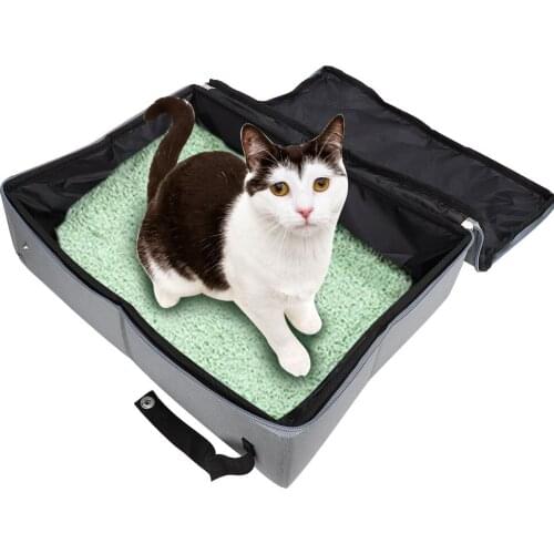 Waterproof Folding Cat Litter Box Portable Home Outdoor Camping Toilet with Cover Easy Soft Cat Mat Cat Litter