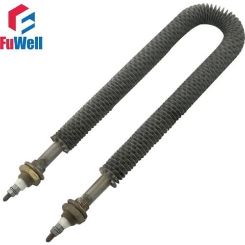 Accept Custom )Air Coil Finned Tubular Heater U Type 270mm Length 12mm Tube Diameter 800W with M18x25mm Connection Screw Size
