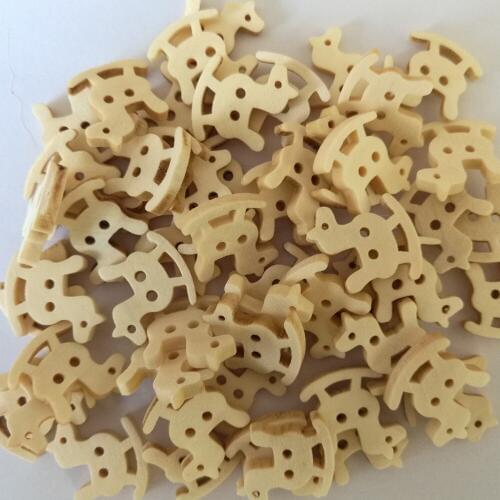 50Pcs Wood Horse Cartoons Buttons Horse Sewing Clothes Accessories DIY Scrapbooking Craft Clothing Button for Handmade