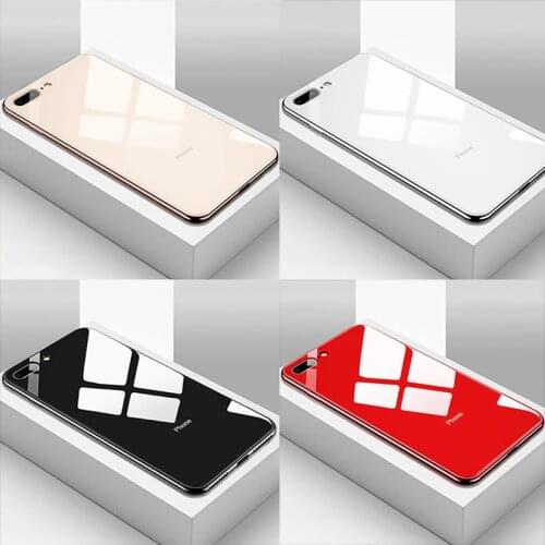 Luxury Tempered Glass Glossy Phone Case For iPhone 12Pro MAX 11 XS Max XR X 8 7 6 Plus Black White Gold Red Plating Mirror Cover