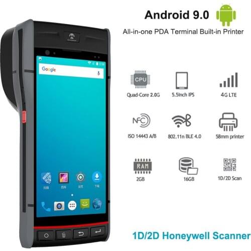 Handheld All In One Mobile Label Sticker Thermal Printer Android 9.0 PDA Smart POS For Warehouse Logistics Barcode Scanner