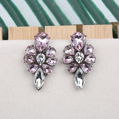 Veyofun Flower Trendy Crystal Stud Earrings for Women Fashion Jewelry Gift Wholesale